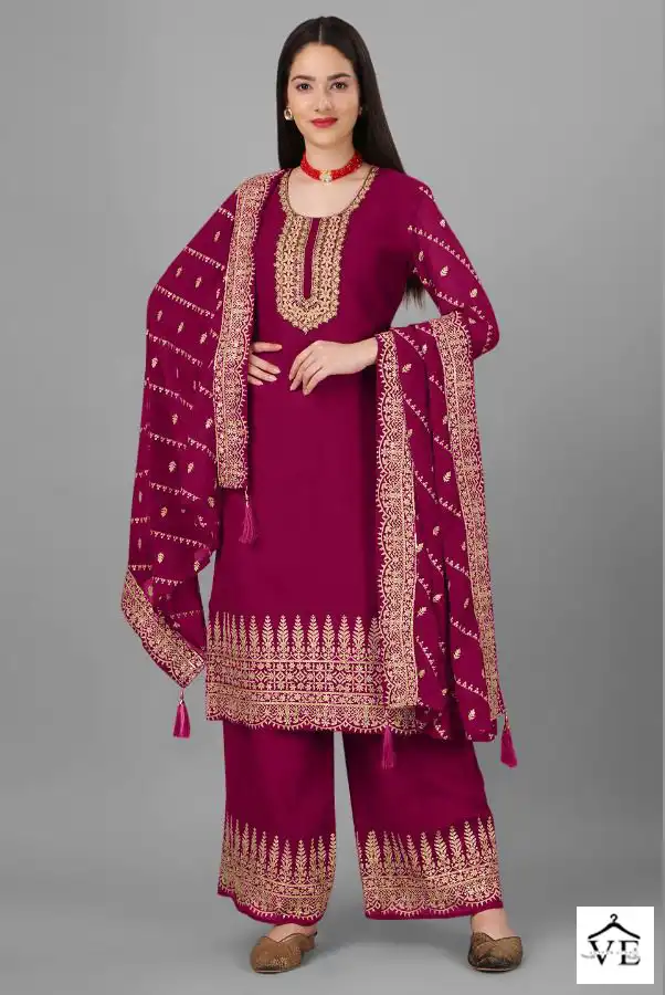 Biva Aarti Faux Georgette Wholesale Semi-Stitched Suits Catalog — Wholesale Salwar Suits, MPA wholesale from Surat - Gallery Image 2