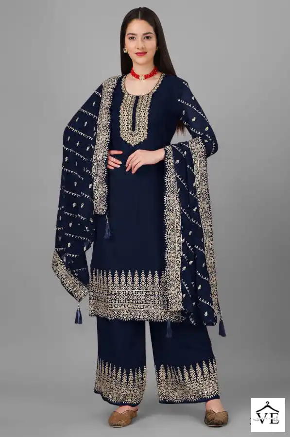 Biva Aarti Faux Georgette Wholesale Semi-Stitched Suits Catalog — Wholesale Salwar Suits, MPA wholesale from Surat - Gallery Image 3