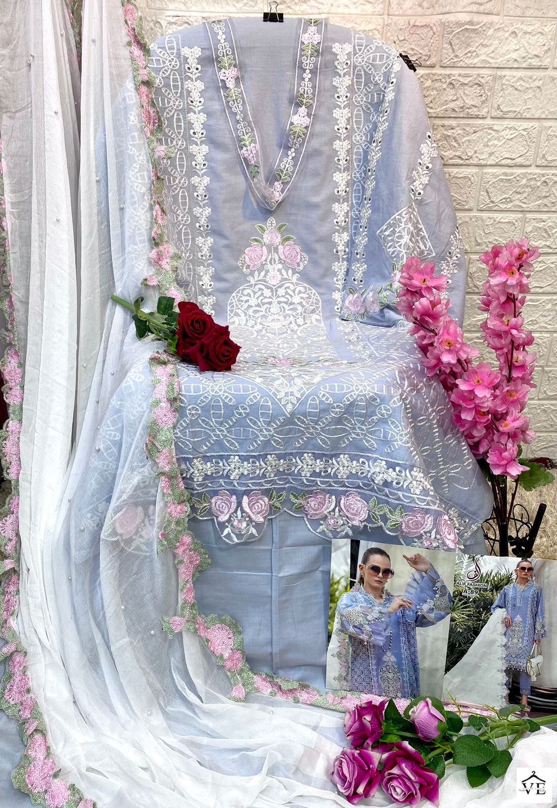 Alif Fashion AF-89 Pure Cambric Cotton Wholesale Salwar Suit — Wholesale Salwar Suits, MPA wholesale from Surat — view 2
