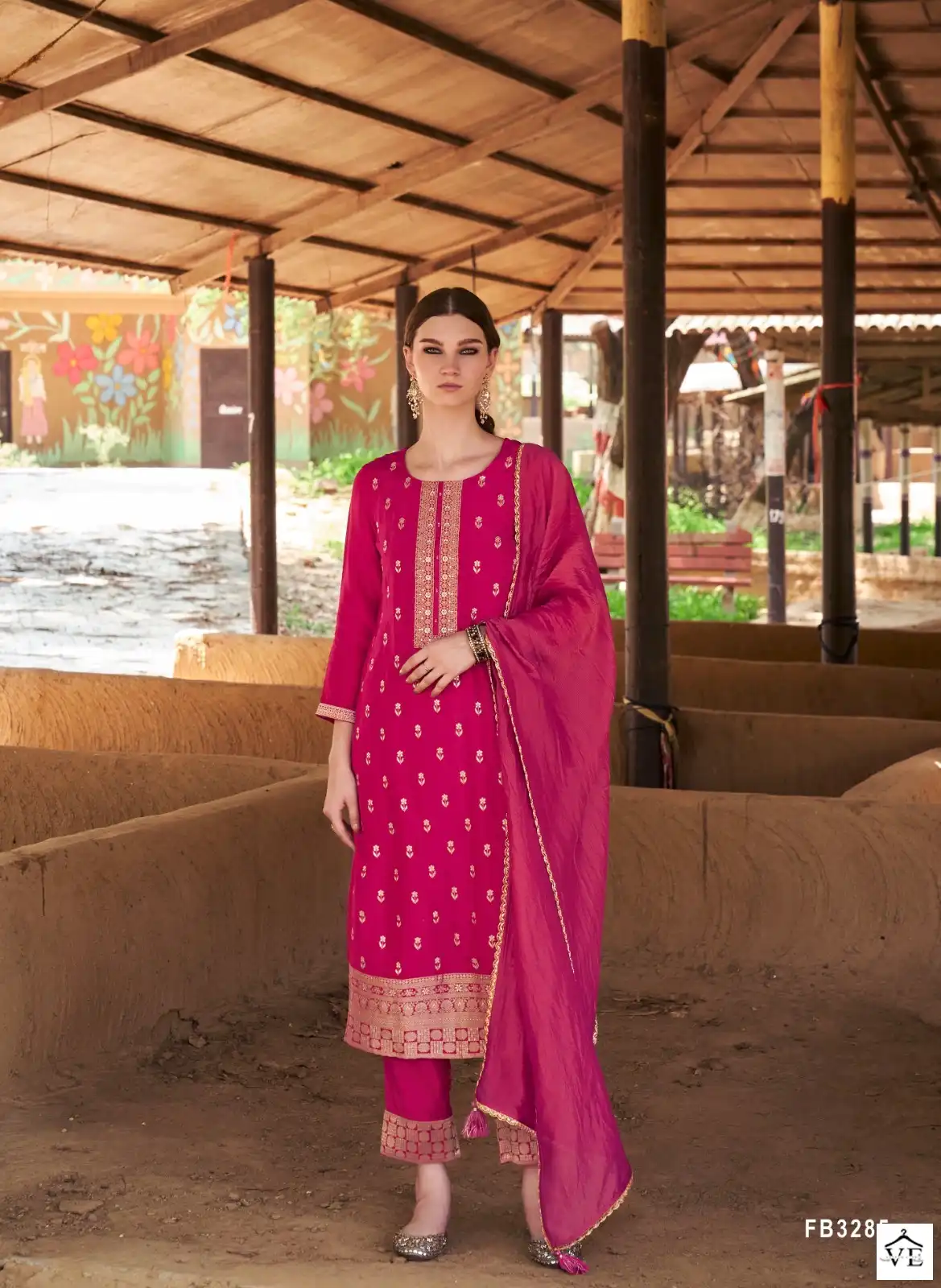 Four Buttons Afreen Placement Self Weave Jacquard Wholesale Designer Readymade Salwar Suit Catalog - Image 6