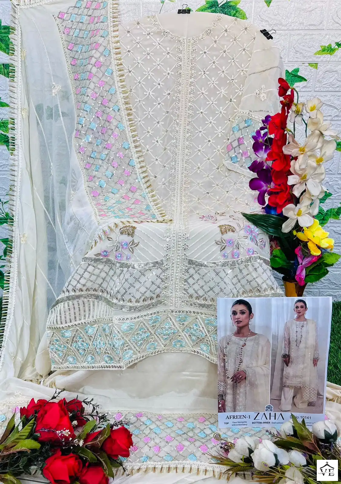Zaha Afreen Vol 1-10141 Georgette Wholesale Pakistani Suit — Wholesale Salwar Suits, MPA wholesale from Surat — view 3