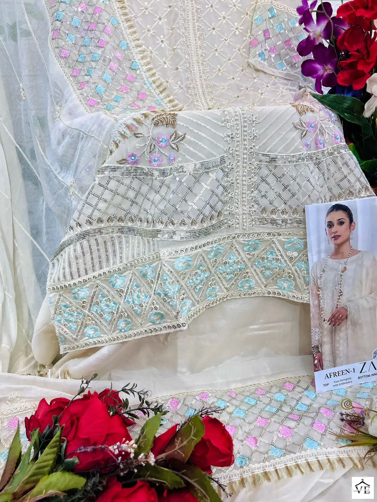 Zaha Afreen Vol 1-10141 Georgette Wholesale Pakistani Suit — Wholesale Salwar Suits, MPA wholesale from Surat — view 2