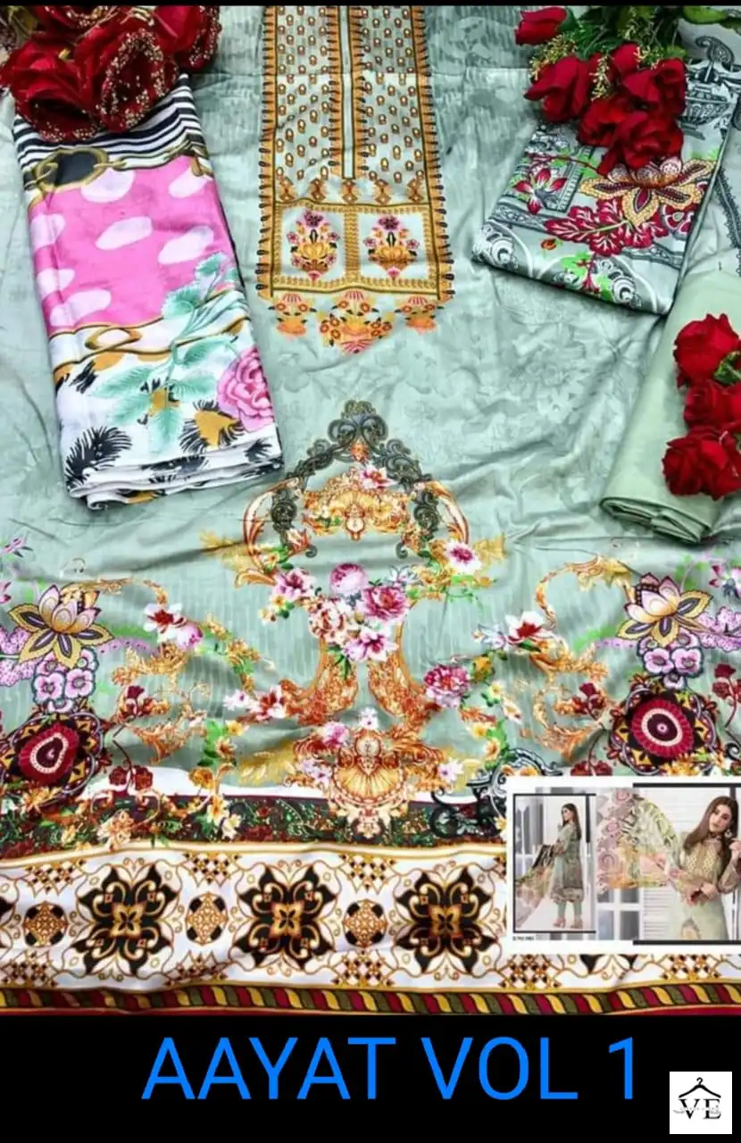 Agha Noor Aayat Vol 1 Lawn Cotton Wholesale Pakistani Suit Catalog — Wholesale Salwar Suits, MPA wholesale from Surat - Gallery Image 6