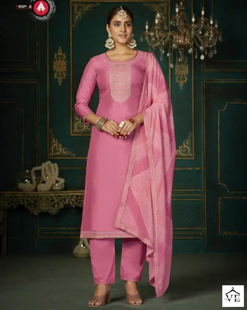 Triple A Alankar Pure Dola Silk Wholesale Salwar Suit Catalog — Wholesale Salwar Suits, MPA wholesale from Surat — view 1