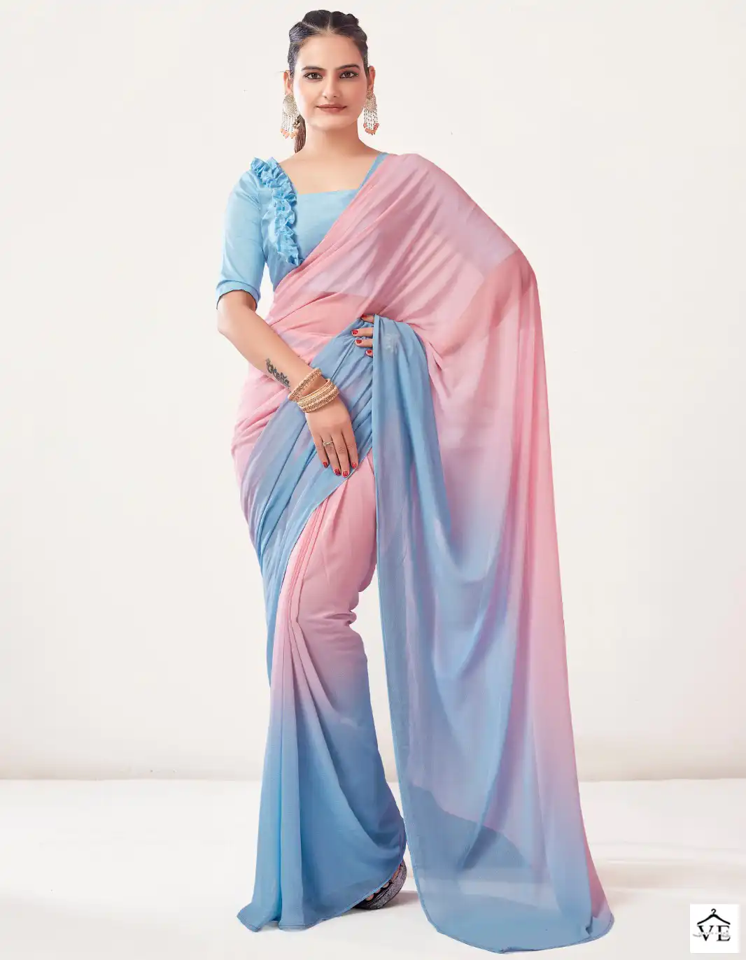 VE Alia Georgette Wholesale Readymade Saree Catalog — Wholesale Sarees, MPA wholesale from Surat — view 1