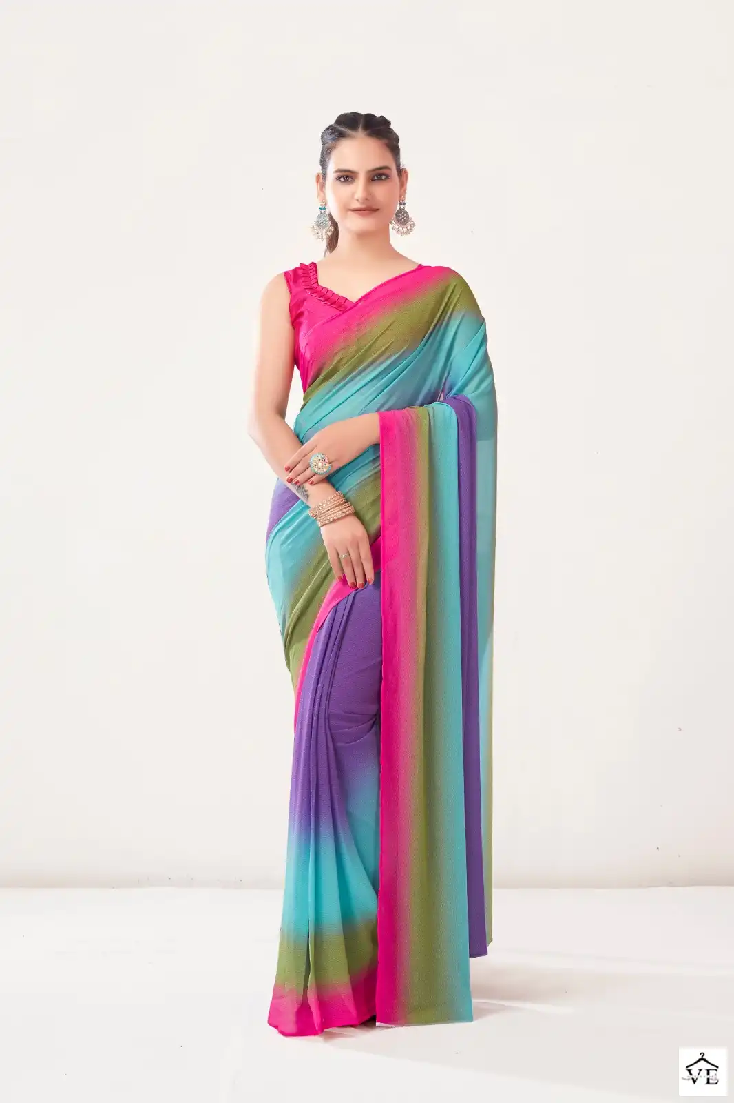 VE Alia Georgette Wholesale Readymade Saree Catalog — Wholesale Sarees, MPA wholesale from Surat - Gallery Image 3
