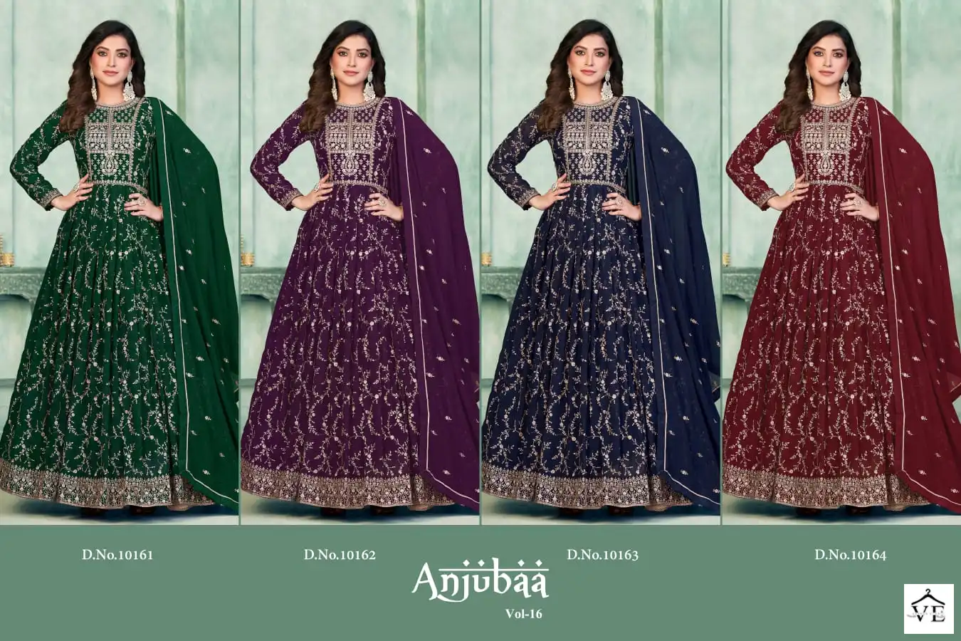 Anjubaa Vol 16 Faux Georgette Wholesale Designer Suits Catalog — Wholesale Salwar Suits, MPA wholesale from Surat — view 5
