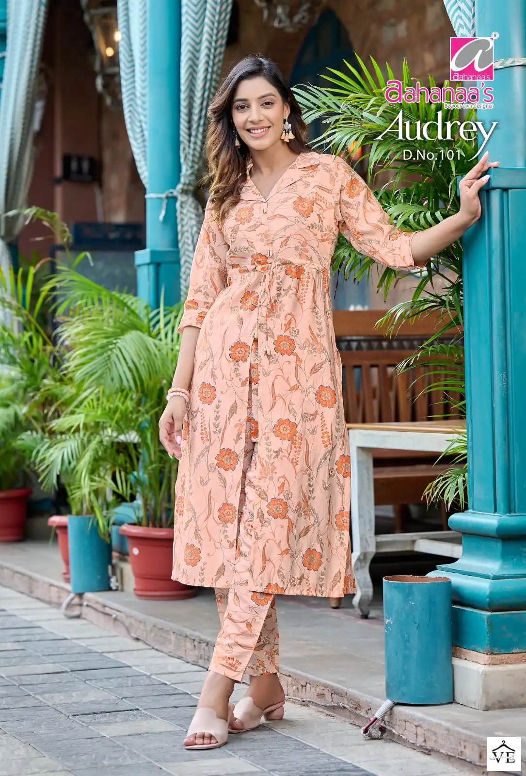 Vardan Ethnic Audrey Modal Wholesale Fancy Center Cut Pattern Kurti With Bottom Catalog — Wholesale Kurtis, MPA wholesale from Surat — view 2