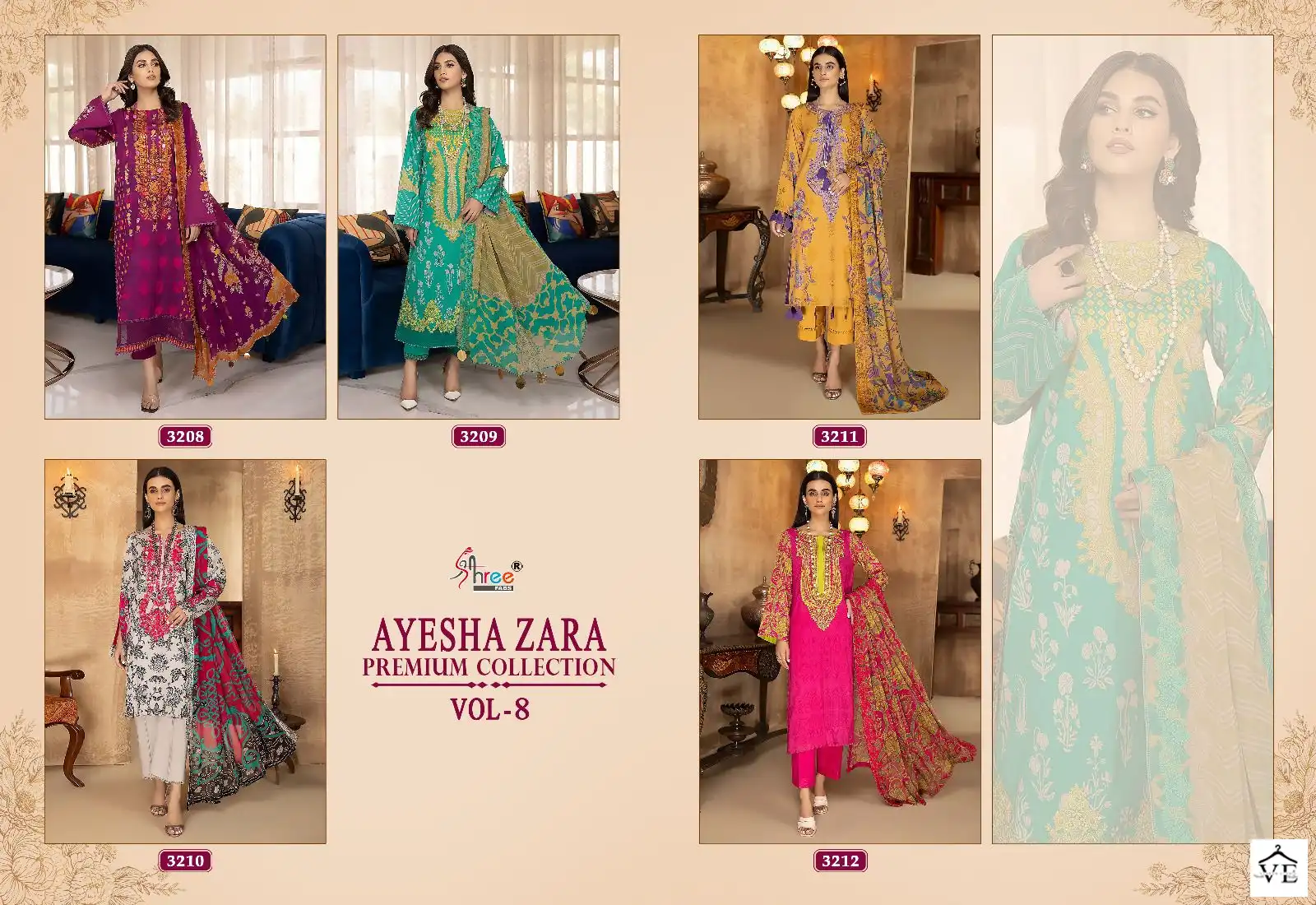 Shree Fab Ayesha Zara Premium Collection Vol 8 Pure Cotton Wholesale Pakistani Suits Catalog — Wholesale Salwar Suits, MPA wholesale from Surat — view 6