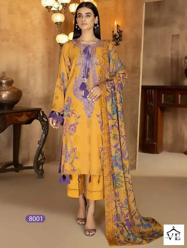 Hazzel Ayesha Zara Premium Collections 8 Pure Cotton Wholesale Pakistani Suit Catalog — Wholesale Salwar Suits, MPA wholesale from Surat — view 1