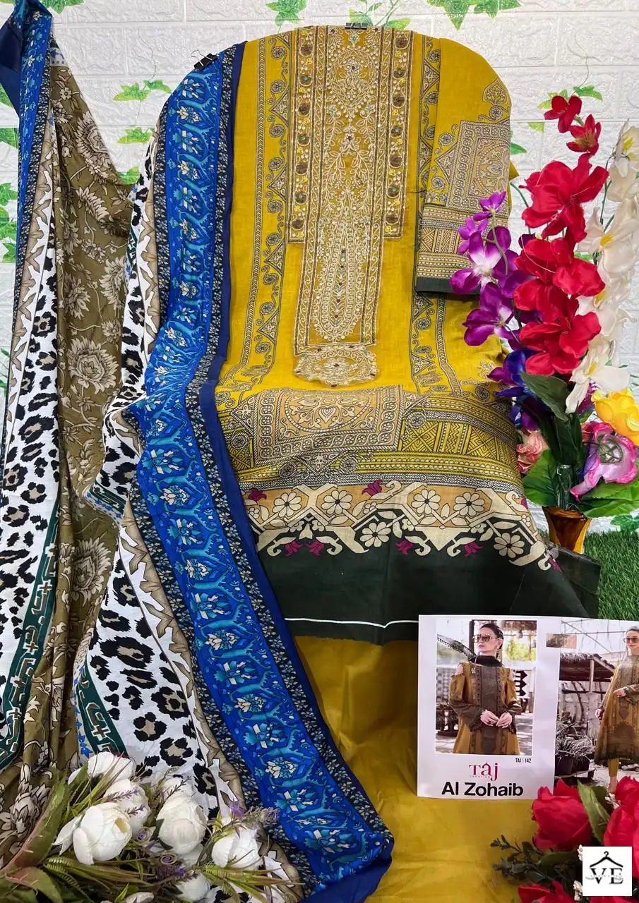 VE Al Zohaib Pure Cotton Wholesale Pakistani Suit Catalog — Wholesale Salwar Suits, MPA wholesale from Surat - Gallery Image 4