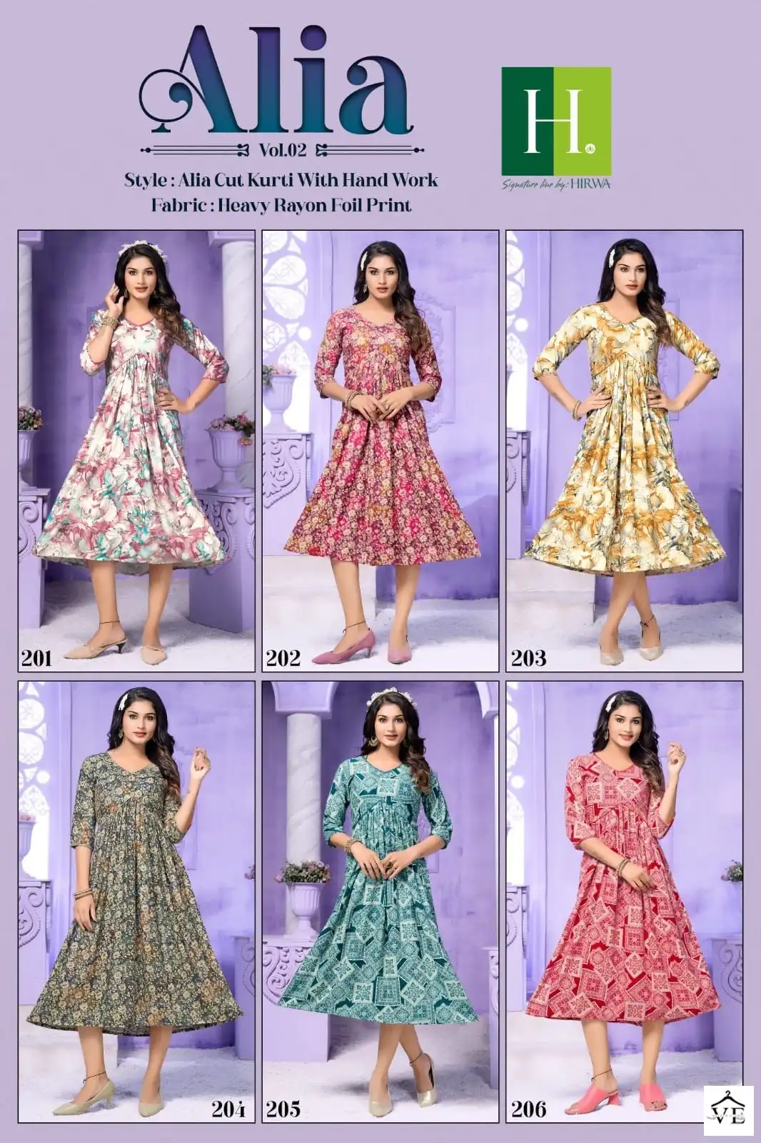 Hirwa Alia Vol 2 Heavy Rayon Wholesale Long Kurtis Catalog — Wholesale Kurtis, MPA wholesale from Surat — view 7