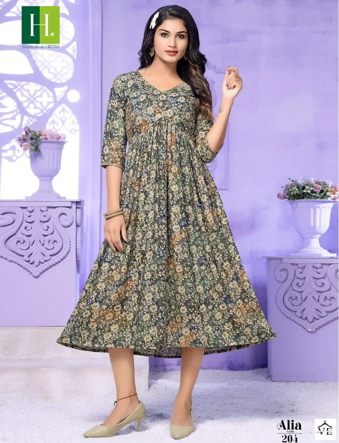 Hirwa Alia Vol 2 Heavy Rayon Wholesale Long Kurtis Catalog — Wholesale Kurtis, MPA wholesale from Surat — view 1