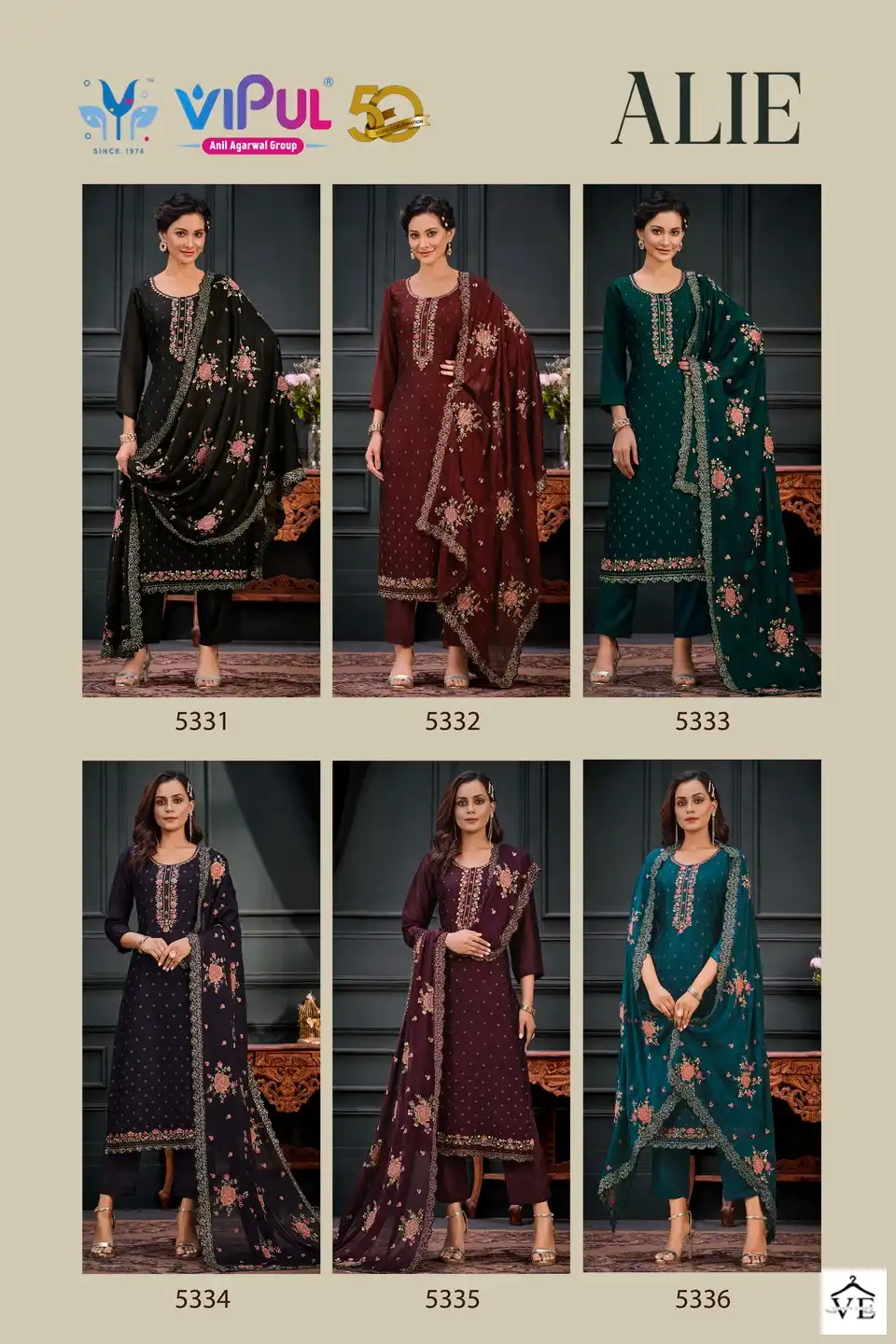 Vipul Alie Georgette Wholesale Designer Suits Catalog — Wholesale Salwar Suits, MPA wholesale from Surat — view 7