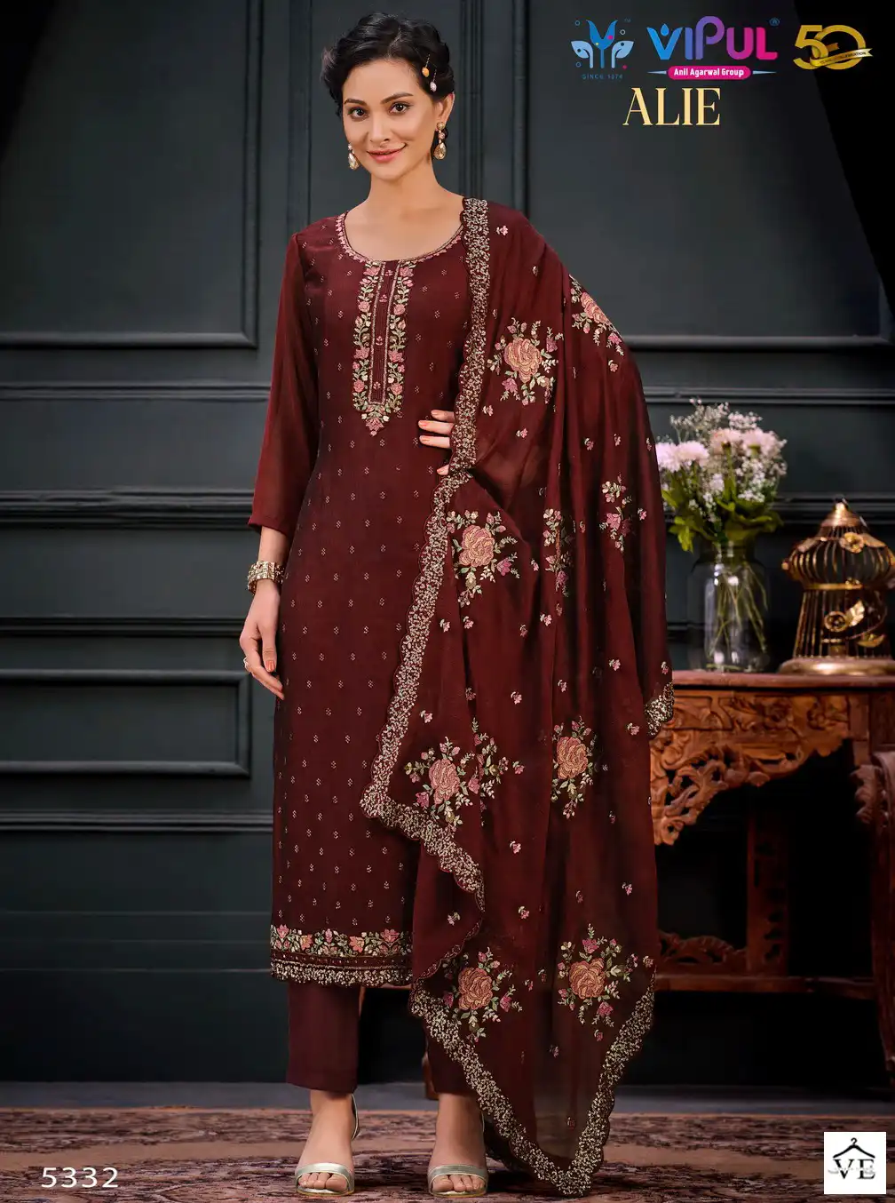Vipul Alie Georgette Wholesale Designer Suits Catalog — Wholesale Salwar Suits, MPA wholesale from Surat — view 1