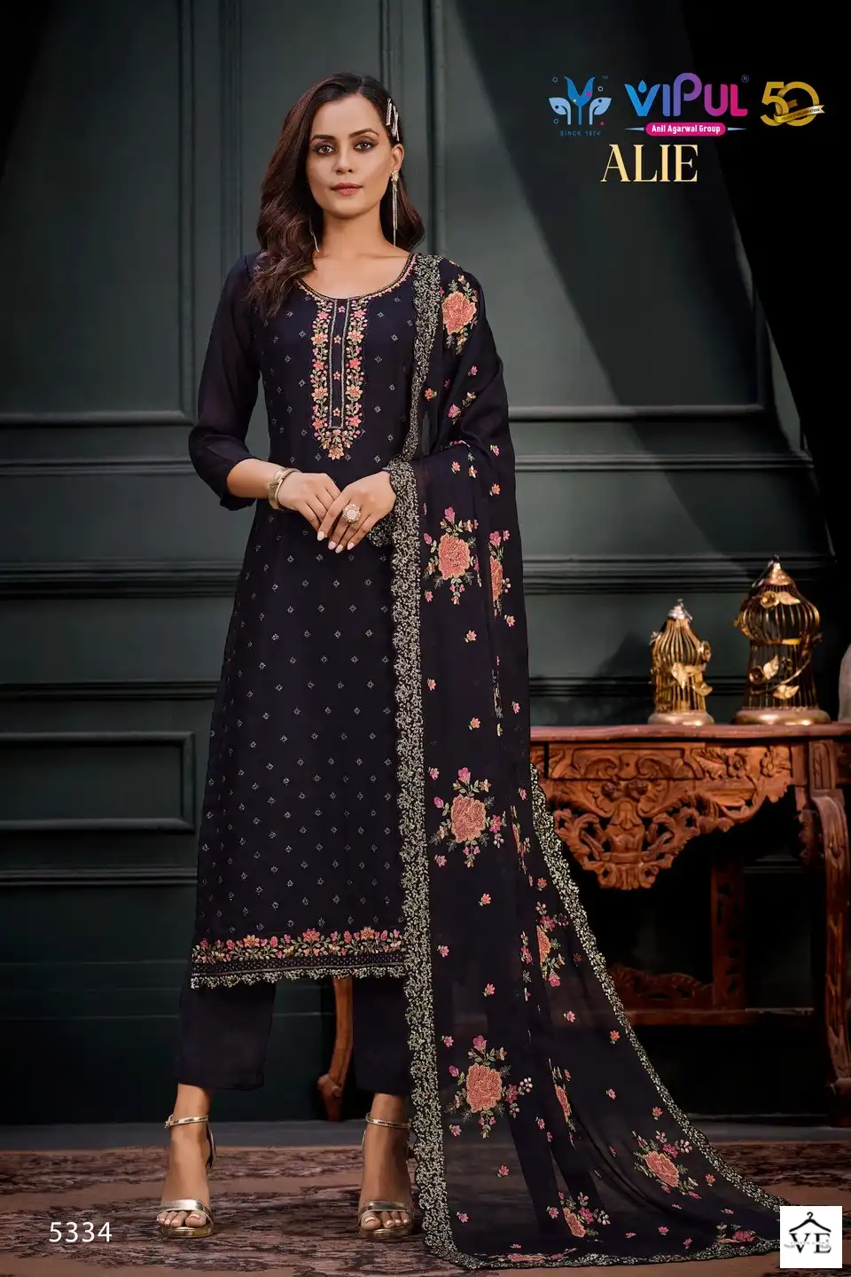 Vipul Alie Georgette Wholesale Designer Suits Catalog — Wholesale Salwar Suits, MPA wholesale from Surat - Gallery Image 6