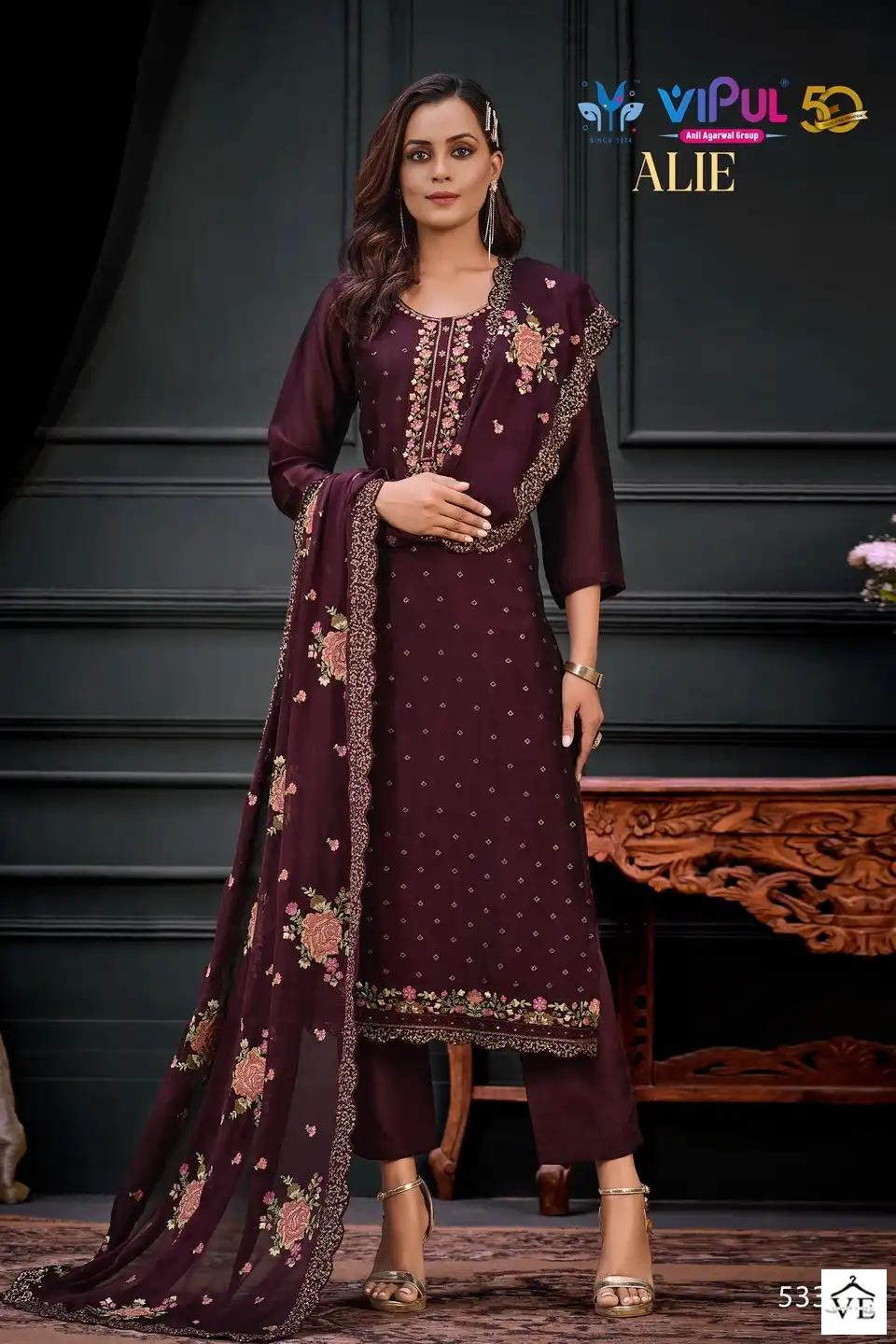 Vipul Alie Georgette Wholesale Designer Suits Catalog — Wholesale Salwar Suits, MPA wholesale from Surat - Gallery Image 3
