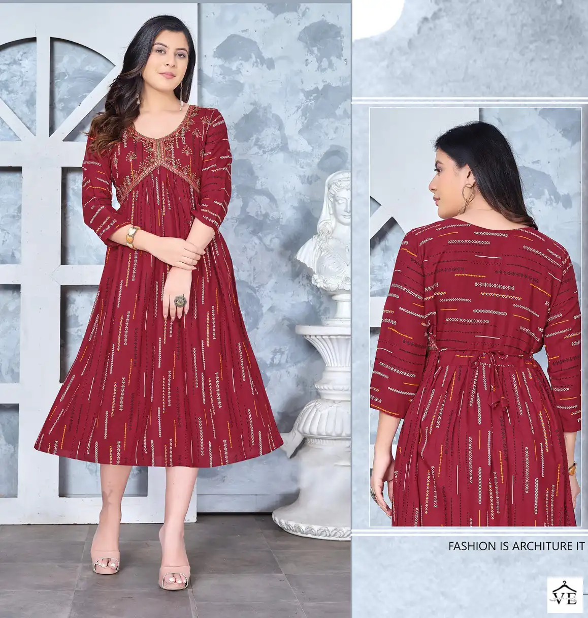 VE Golden Angel Beauty 14 Kg Rayon Wholesale Aaliya Cut Flared Kurta Catalog — Wholesale Kurtis, MPA wholesale from Surat - Gallery Image 4