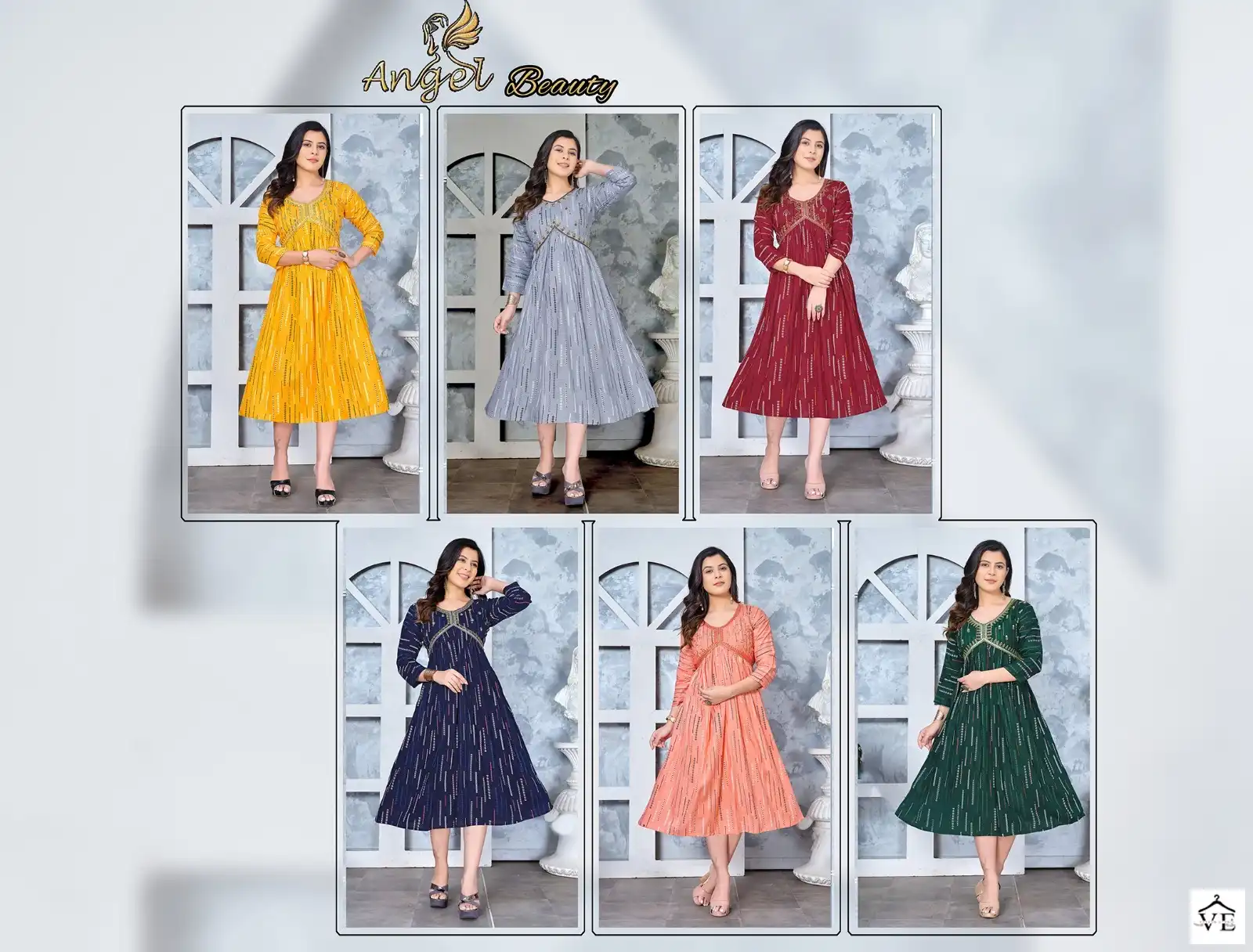 VE Golden Angel Beauty 14 Kg Rayon Wholesale Aaliya Cut Flared Kurta Catalog — Wholesale Kurtis, MPA wholesale from Surat — view 7