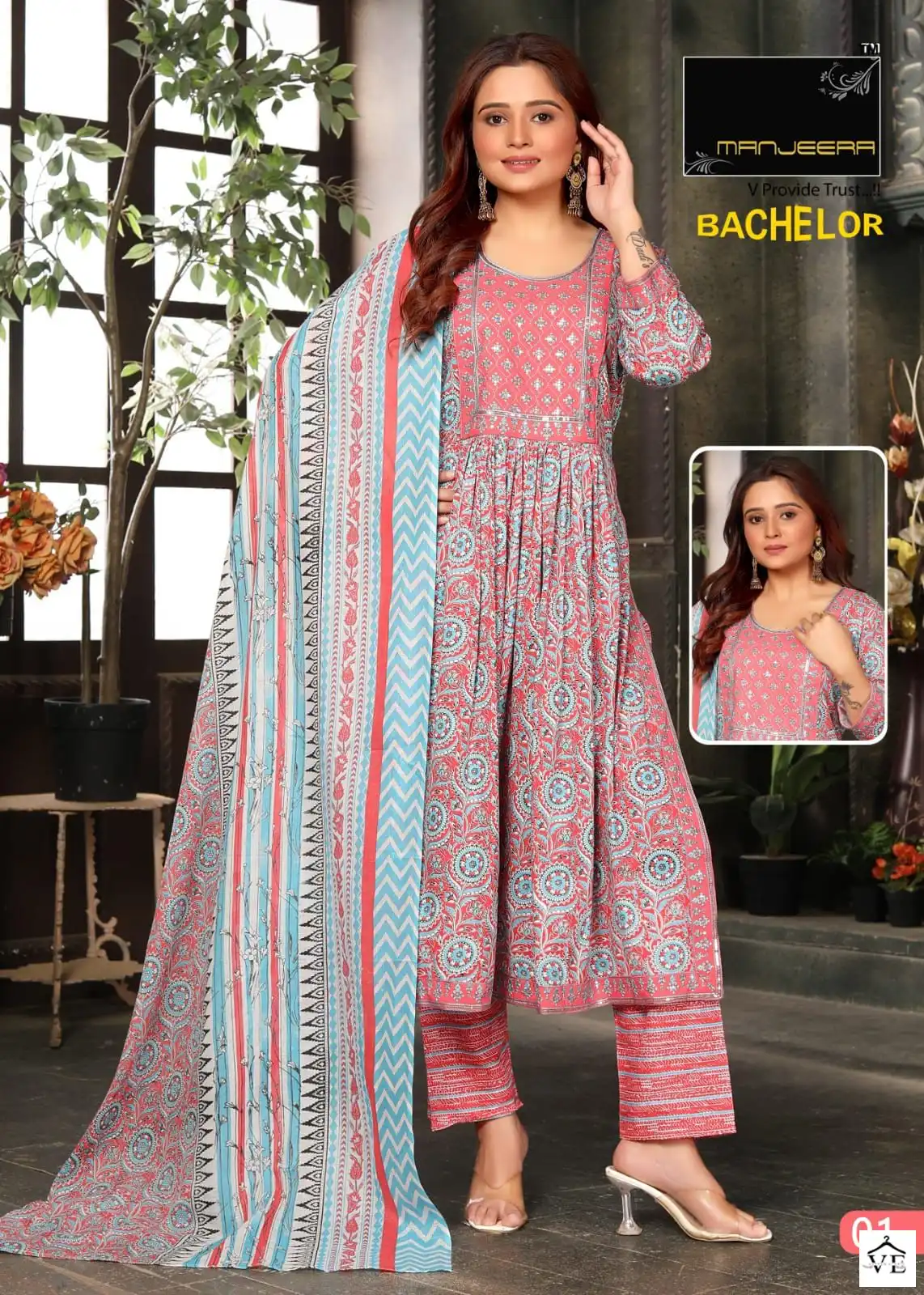 Bachelor Nayra Two Tone Print Wholesale Readymade Suit Catalog — Wholesale Salwar Suits, MPA wholesale from Surat - Gallery Image 3