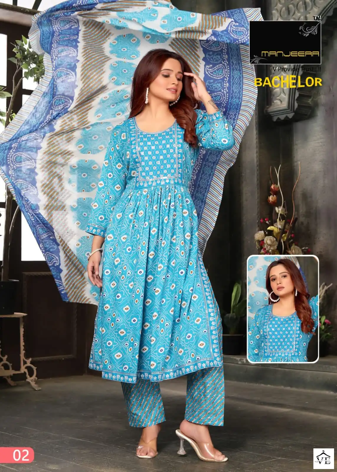 Bachelor Nayra Two Tone Print Wholesale Readymade Suit Catalog — Wholesale Salwar Suits, MPA wholesale from Surat - Gallery Image 4