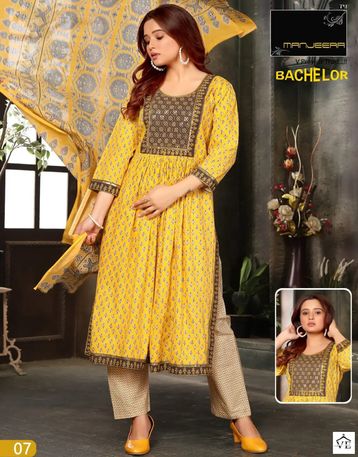 Bachelor Nayra Two Tone Print Wholesale Readymade Suit Catalog — Wholesale Salwar Suits, MPA wholesale from Surat — view 1