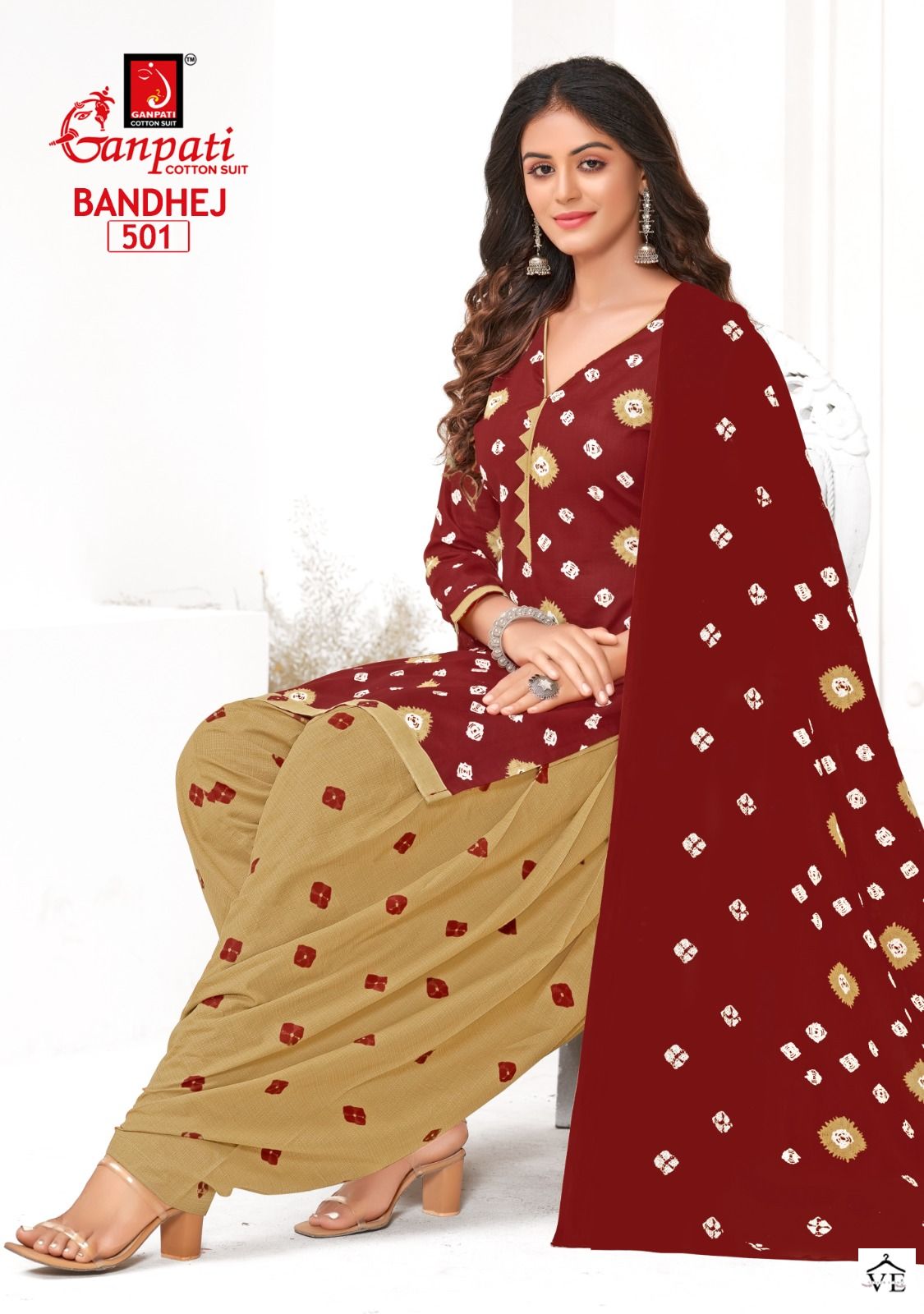Ganpati Bandhej Cotton Wholesale Salwar Suit Catalog - Image 3