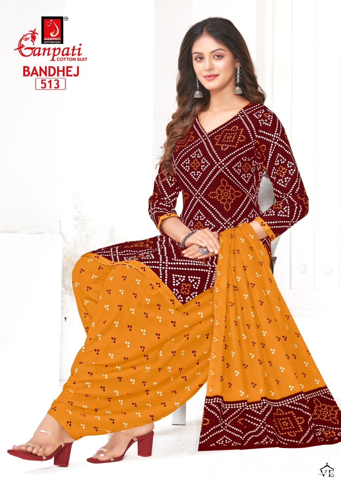 Ganpati Bandhej Cotton Wholesale Salwar Suit Catalog - Image 6
