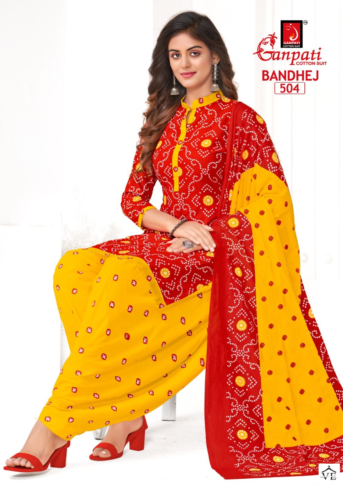 Ganpati Bandhej Cotton Wholesale Salwar Suit Catalog - Image 14