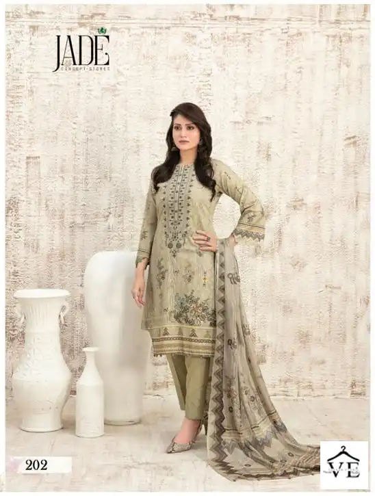Jade Bin Saeed Heavy Cotton Luxury Collection Vol 2 Pure Heavy Lawn Cotton Wholesale Pakistani Suit Catalog — Wholesale Salwar Suits, MPA wholesale from Surat - Gallery Image 3