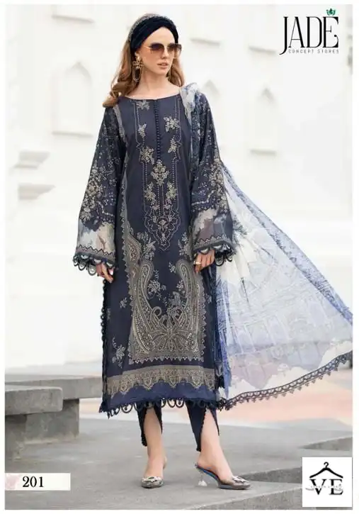Jade Bin Saeed Heavy Cotton Luxury Collection Vol 2 Pure Heavy Lawn Cotton Wholesale Pakistani Suit Catalog — Wholesale Salwar Suits, MPA wholesale from Surat - Gallery Image 4
