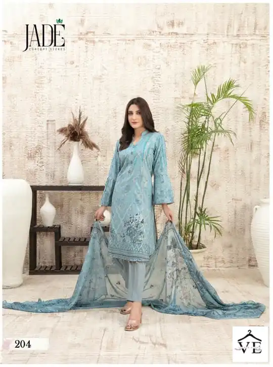 Jade Bin Saeed Heavy Cotton Luxury Collection Vol 2 Pure Heavy Lawn Cotton Wholesale Pakistani Suit Catalog — Wholesale Salwar Suits, MPA wholesale from Surat - Gallery Image 6