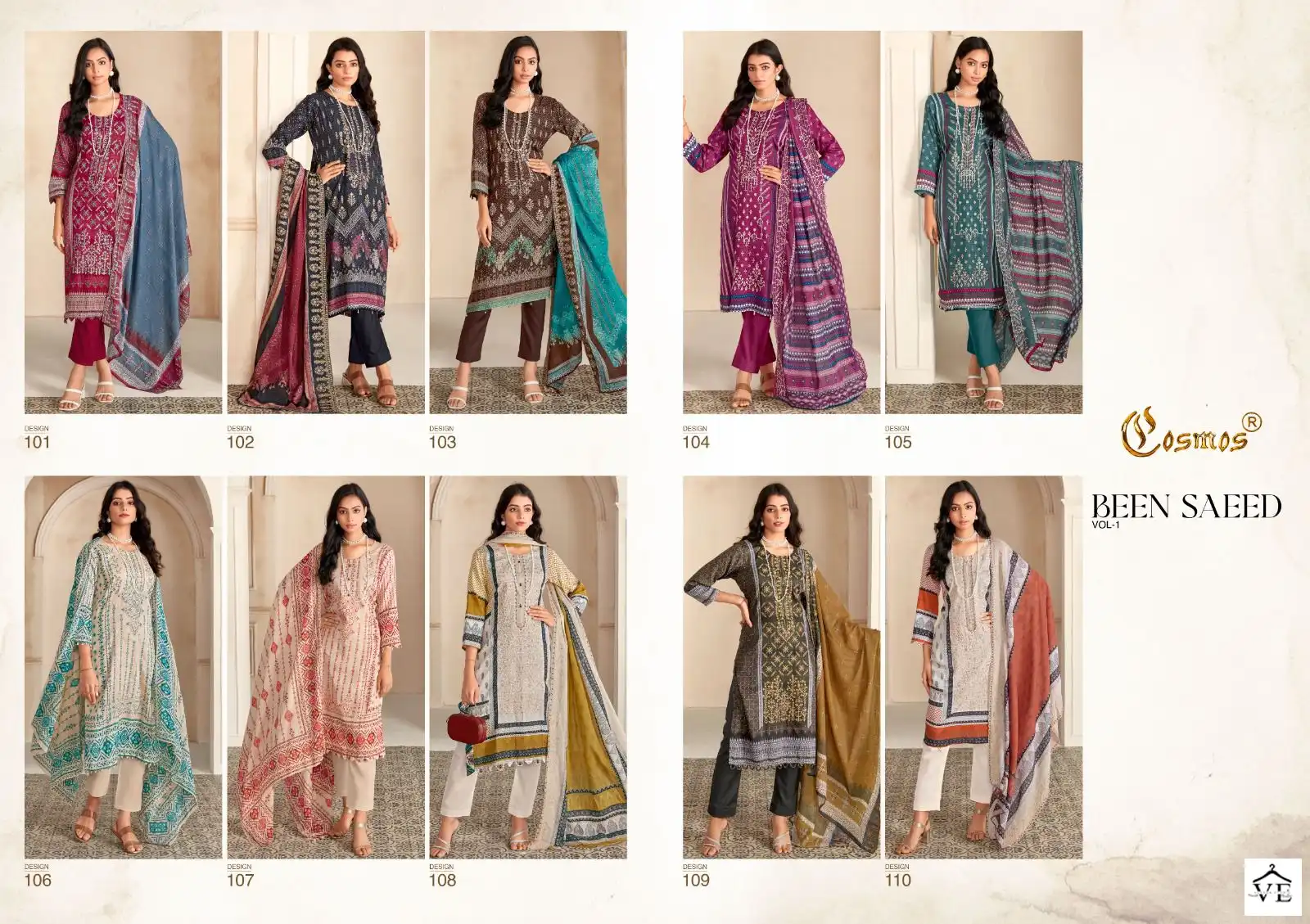 Cosmos Bin Saeed Vol 1 Cotton Wholesale Pakistani Salwar Suit Catalog — Wholesale Salwar Suits, MPA wholesale from Surat — view 11
