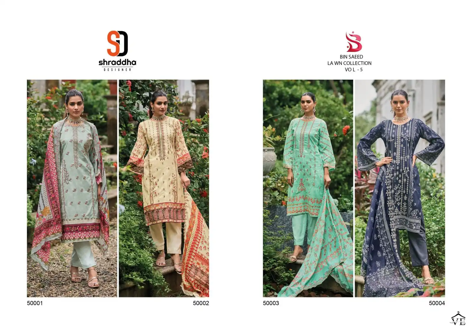 Sharaddha Bin Saeed Vol-5 Pure Cotton Wholesale Pakistani Suit Catalog — Wholesale Salwar Suits, MPA wholesale from Surat — view 5