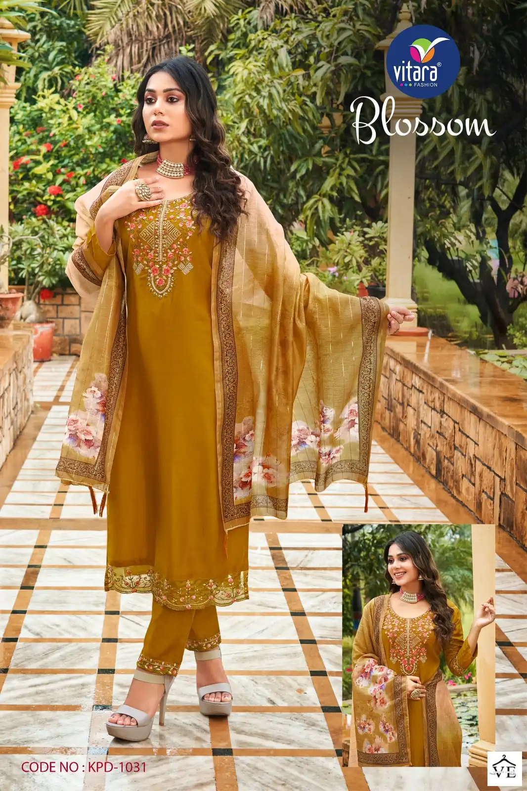Vitara Blossam Heavy Chinon Wholesale Readymade Size Set Catalog — Wholesale Salwar Suits, MPA wholesale from Surat - Gallery Image 4