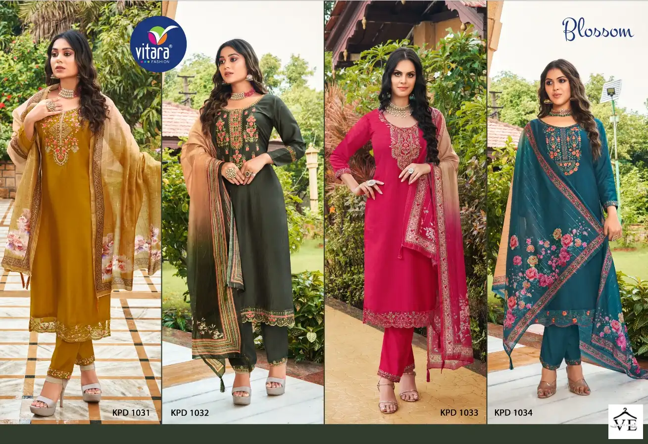 Vitara Blossam Heavy Chinon Wholesale Readymade Size Set Catalog — Wholesale Salwar Suits, MPA wholesale from Surat — view 5