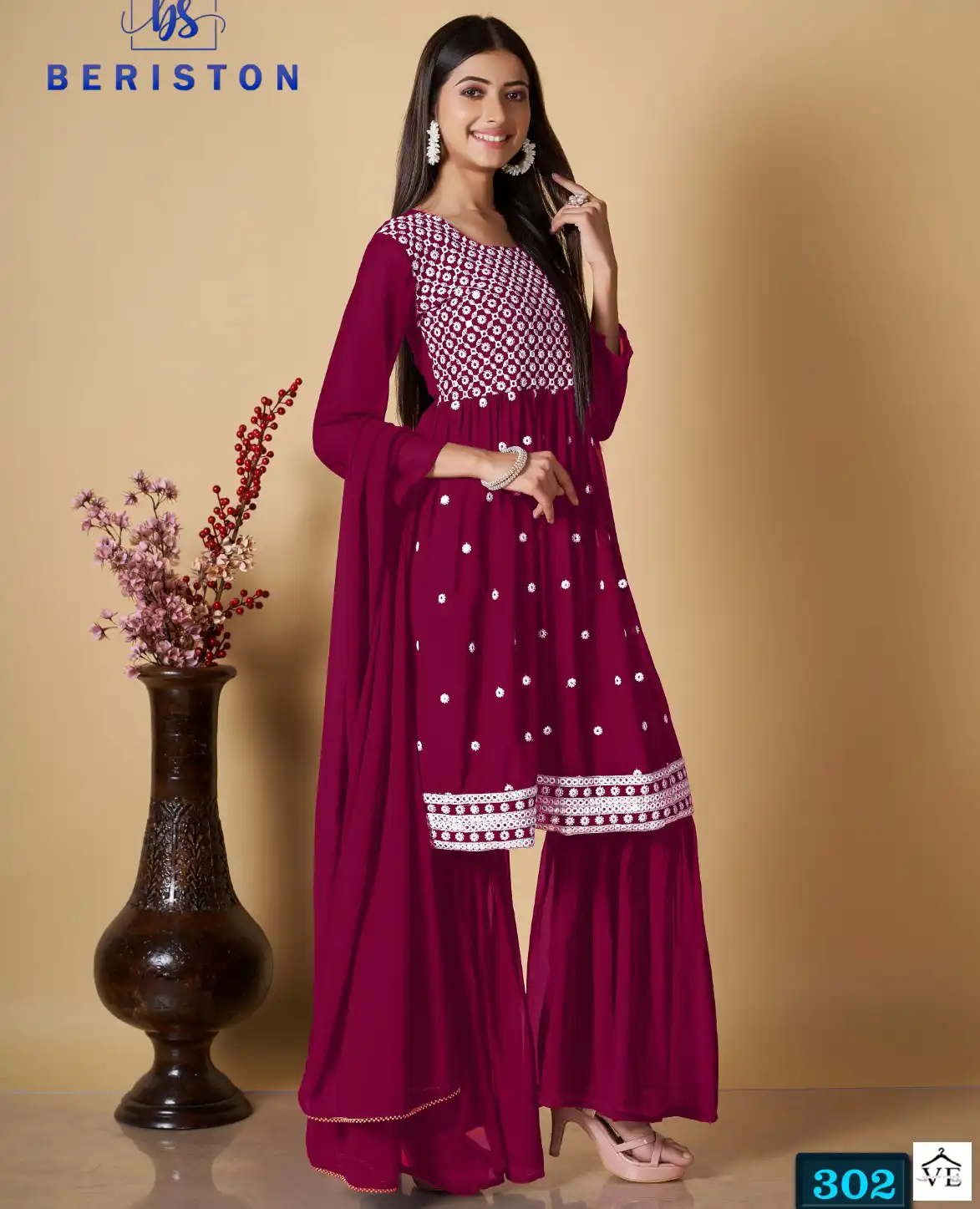 Beriston Bs Vol 3 Georgette Wholesale Readymade Sharara Suits Catalog — Wholesale Salwar Suits, MPA wholesale from Surat — view 1