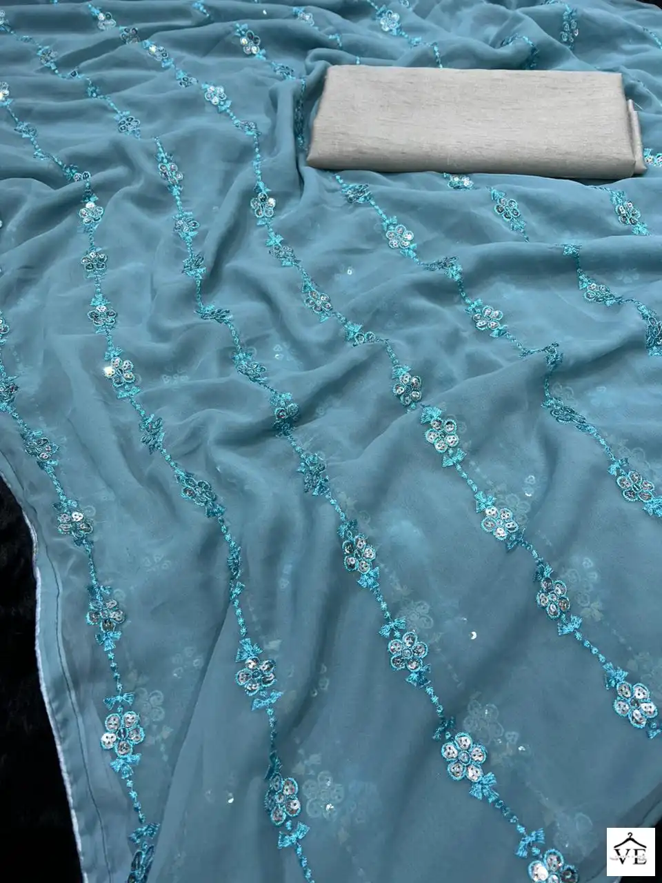 VE BT-350 Georgette Wholesale Fancy Saree — Wholesale Sarees, MPA wholesale from Surat - Gallery Image 4
