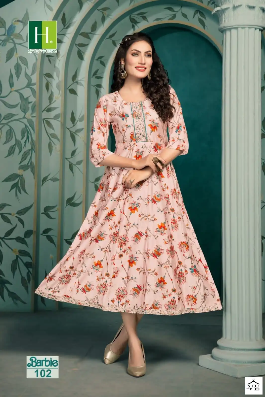 Hirwa Barbie Heavy Modal Wholesale Anarkali Kurti Catalog — Wholesale Kurtis, MPA wholesale from Surat — view 5