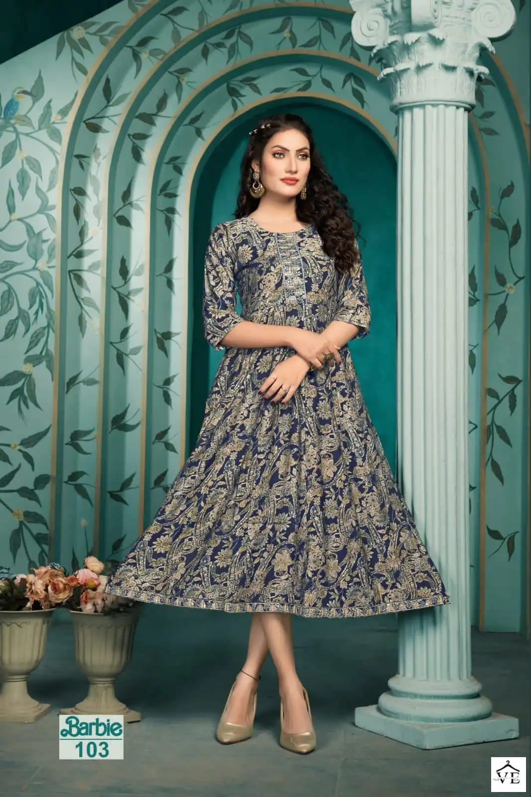 Hirwa Barbie Heavy Modal Wholesale Anarkali Kurti Catalog — Wholesale Kurtis, MPA wholesale from Surat — view 6