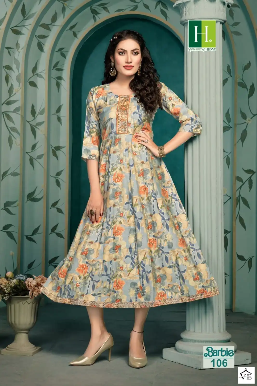 Hirwa Barbie Heavy Modal Wholesale Anarkali Kurti Catalog — Wholesale Kurtis, MPA wholesale from Surat — view 3