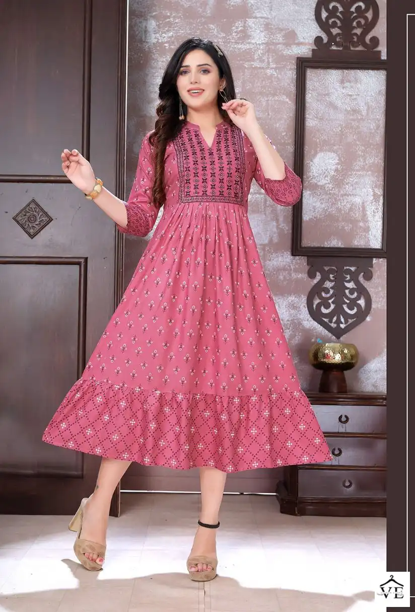 Vardan Ethnic Beauty Queen 1St Eddition 14 Kg Rayon Wholesale Long Kurtis Catalog — Wholesale Kurtis, MPA wholesale from Surat - Gallery Image 2