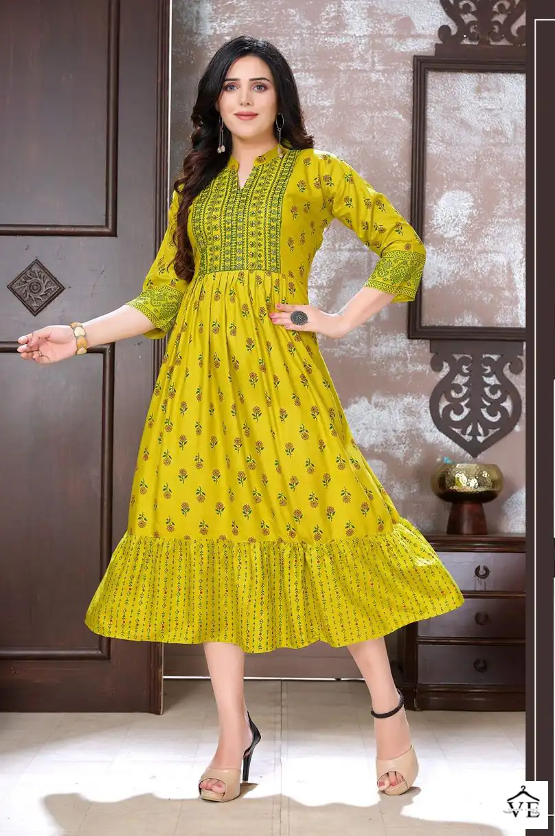Vardan Ethnic Beauty Queen 1St Eddition 14 Kg Rayon Wholesale Long Kurtis Catalog — Wholesale Kurtis, MPA wholesale from Surat - Gallery Image 6