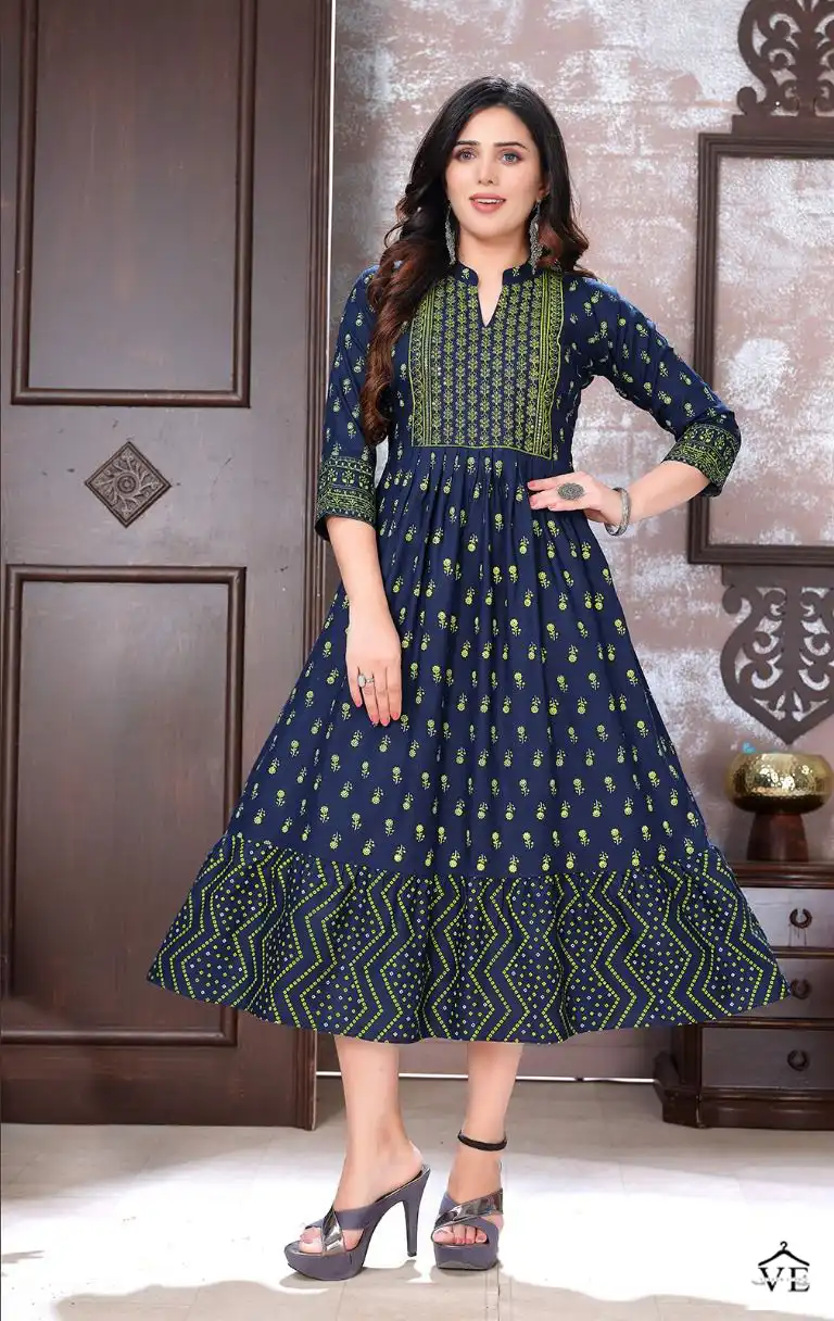 Vardan Ethnic Beauty Queen 1St Eddition 14 Kg Rayon Wholesale Long Kurtis Catalog — Wholesale Kurtis, MPA wholesale from Surat - Gallery Image 7