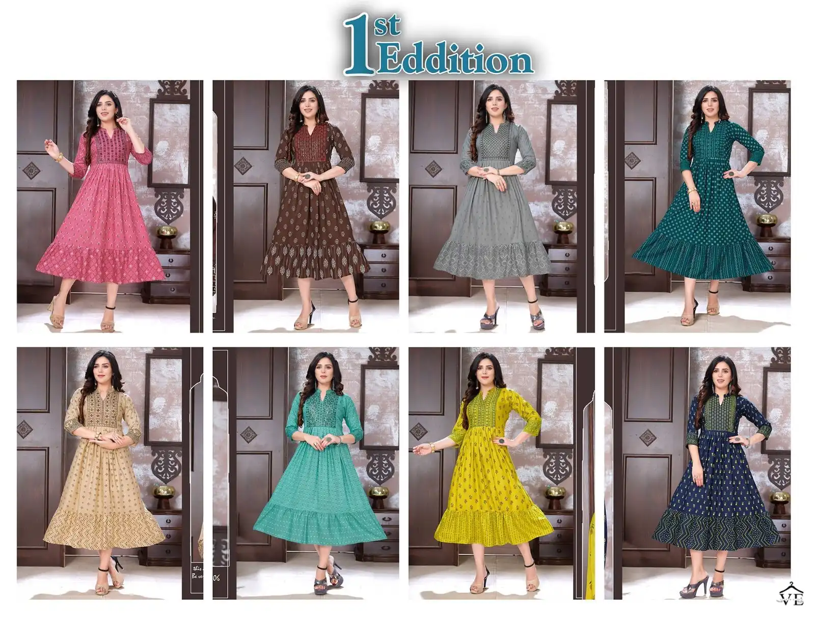 Vardan Ethnic Beauty Queen 1St Eddition 14 Kg Rayon Wholesale Long Kurtis Catalog — Wholesale Kurtis, MPA wholesale from Surat — view 9