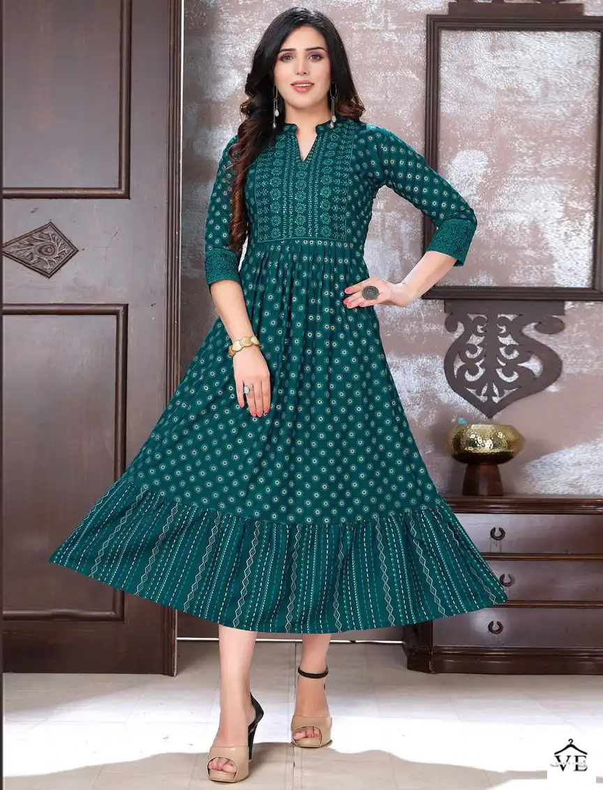 Vardan Ethnic Beauty Queen 1St Eddition 14 Kg Rayon Wholesale Long Kurtis Catalog — Wholesale Kurtis, MPA wholesale from Surat — view 1