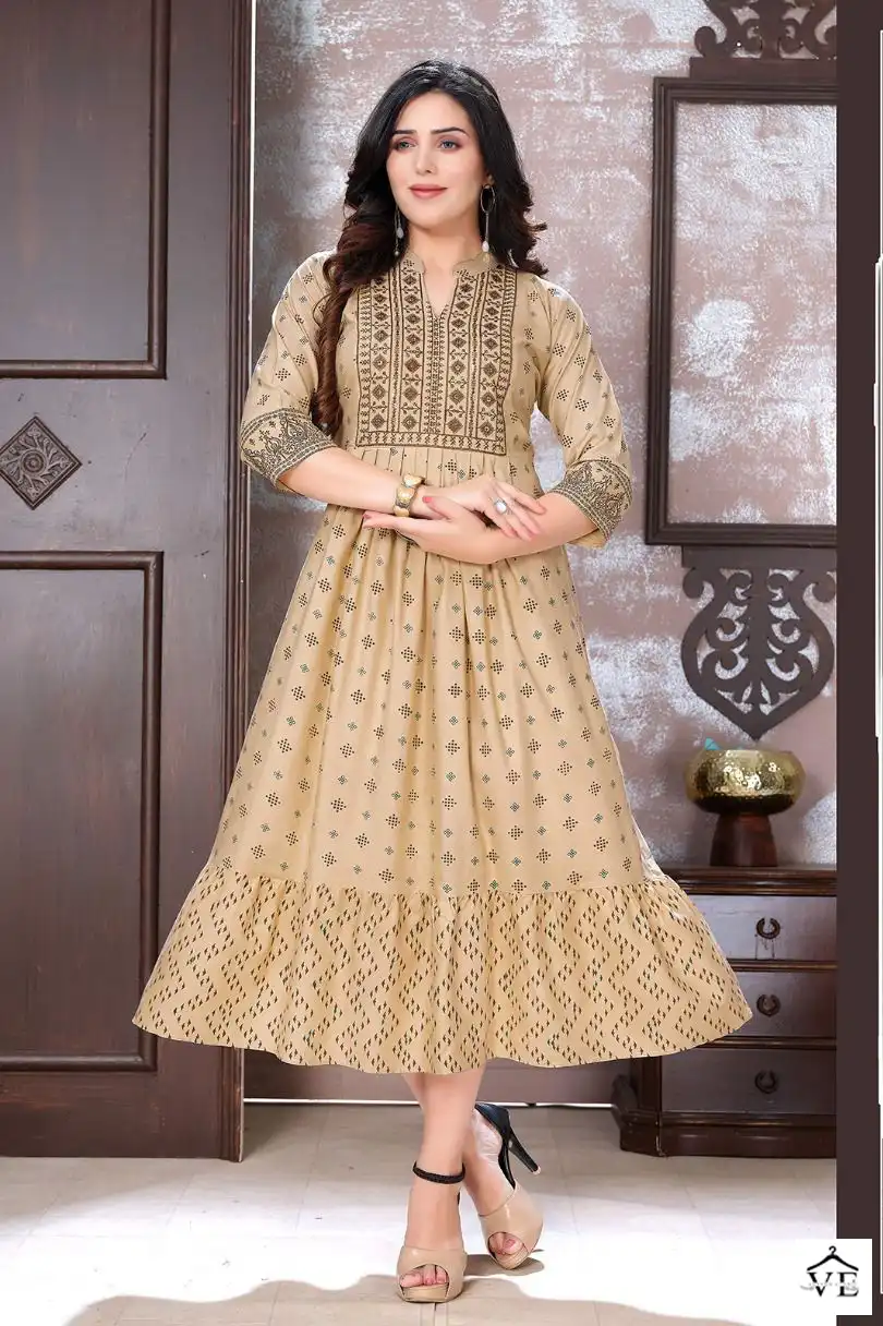 Vardan Ethnic Beauty Queen 1St Eddition 14 Kg Rayon Wholesale Long Kurtis Catalog — Wholesale Kurtis, MPA wholesale from Surat - Gallery Image 8