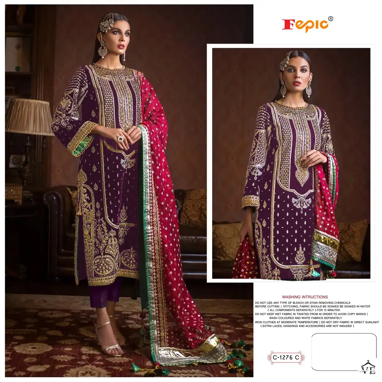 Fepic C-1276 Georgette Wholesale Pakistani Suit Catalog — Wholesale Salwar Suits, MPA wholesale from Surat - Gallery Image 3