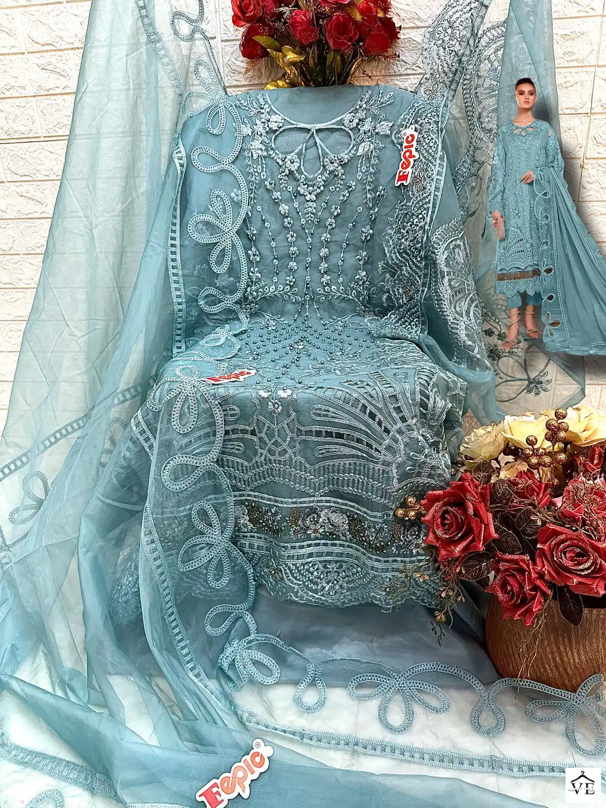 Fepic C-1288 Organza Wholesale Pakistani Suit Catalog — Wholesale Salwar Suits, MPA wholesale from Surat - Gallery Image 5