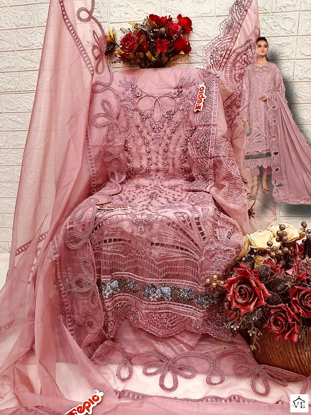 Fepic C-1288 Organza Wholesale Pakistani Suit Catalog — Wholesale Salwar Suits, MPA wholesale from Surat - Gallery Image 4